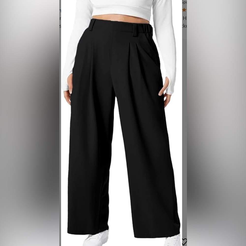 Elegant Black Wide Leg High-Waisted Trousers
